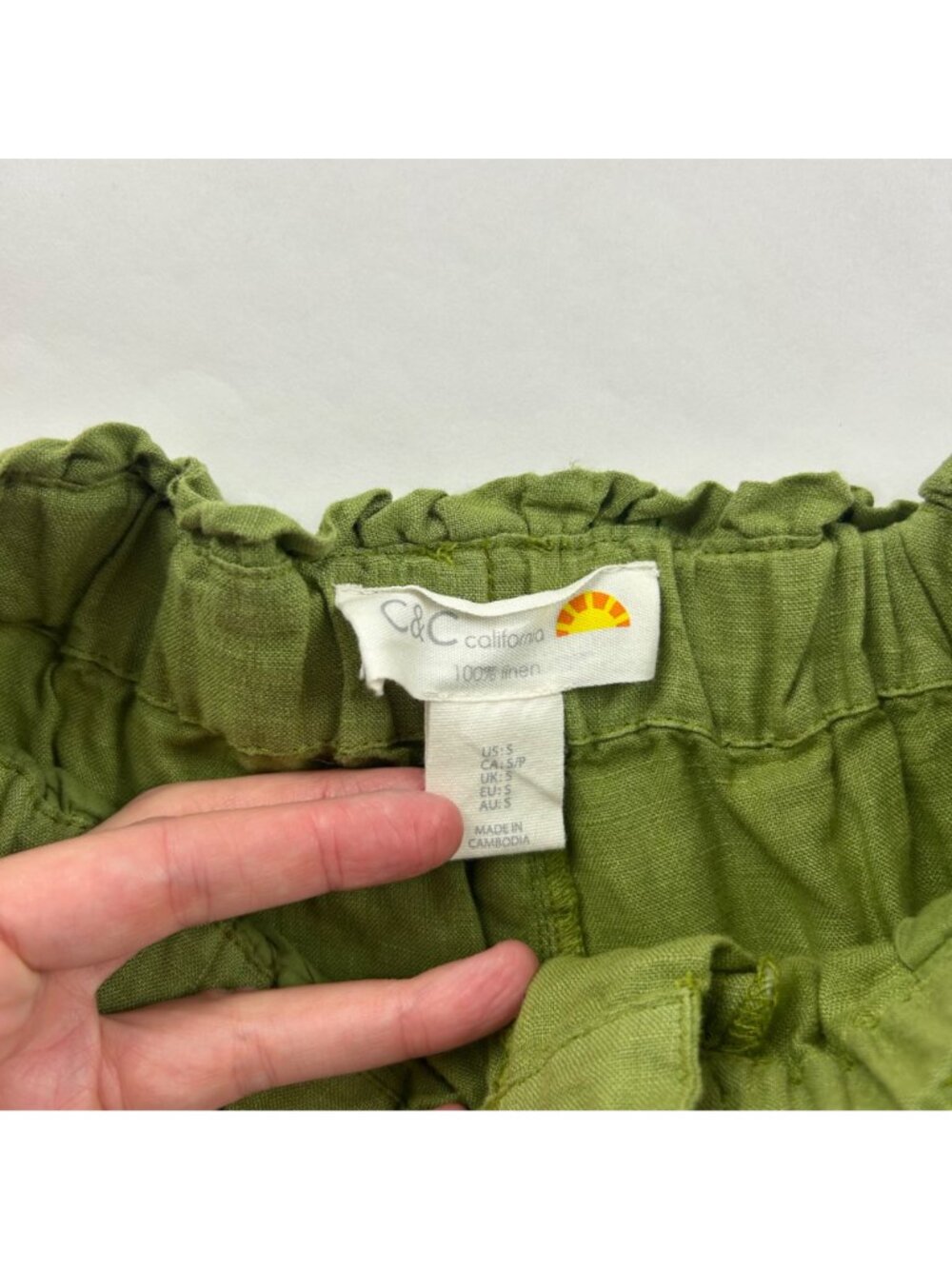 C&C California Green Linen High Rise Ankle Pant S - Picture 3 of 5